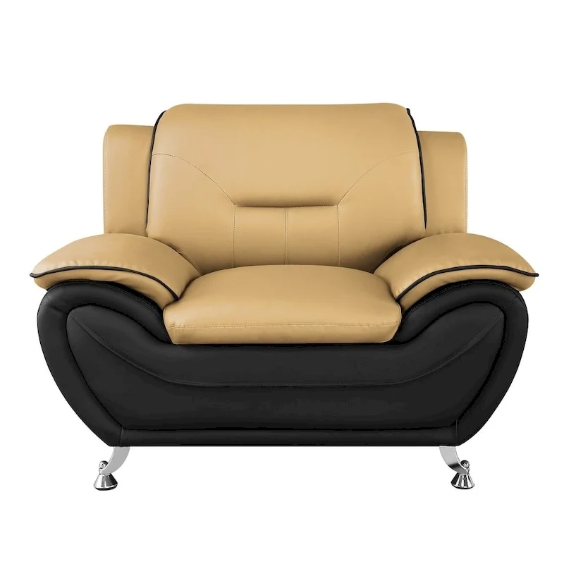 Camel/Black, Black, Cream, Grey, Red | Faux Leather Club Chair | 1-Seat