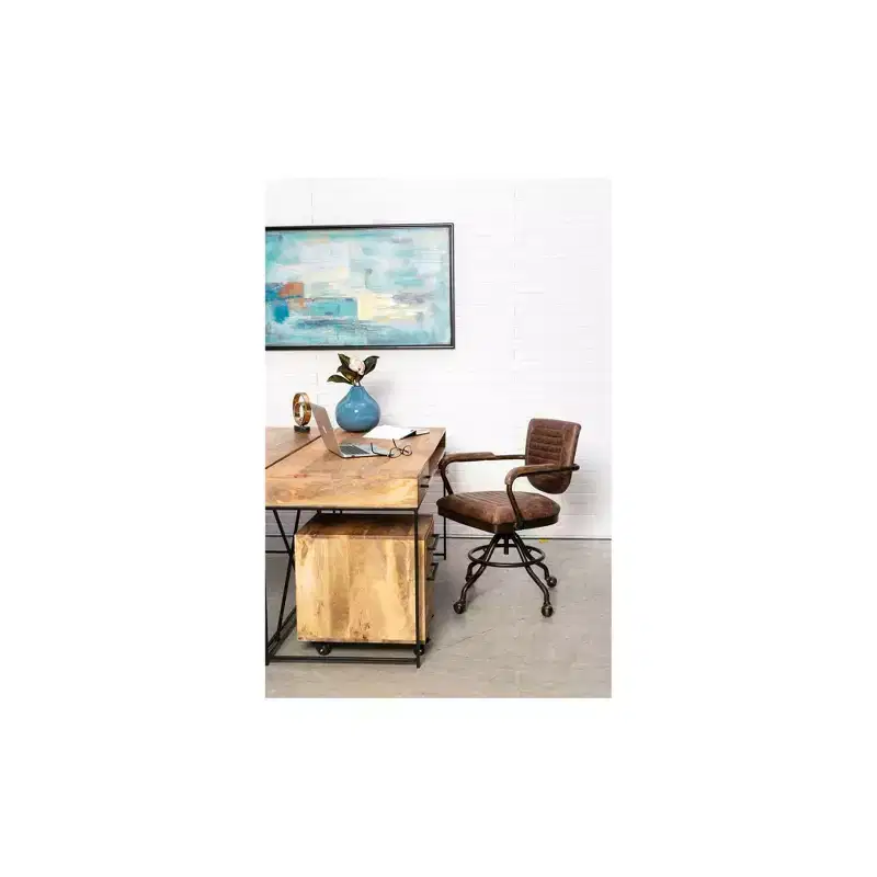 Allensworth Desk Natural - Alder Bay: Solid Mango Wood, Iron Frame, Modern Home Office Furniture with Shelf & Drawer