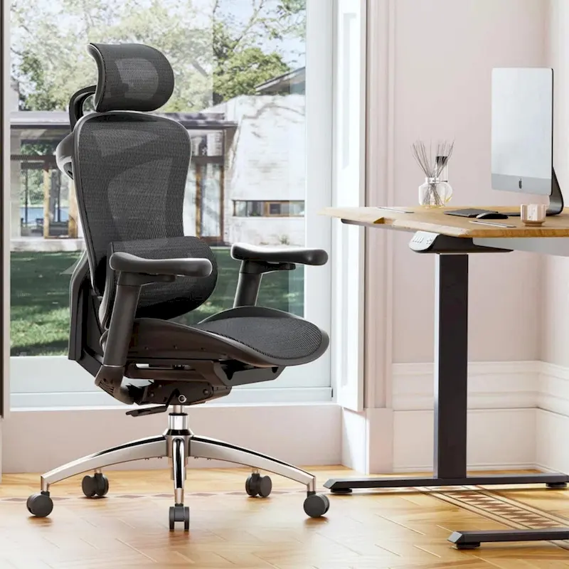 Ergonomic Office Chair with Auto-Adaptive Lumbar & 3D Armrests – Black