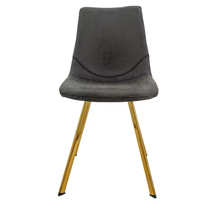 LeisureMod Markley Modern Faux Leather Dining Chair Set of 2 with Gold Legs, Upholstered Seat, Sleek Design for Kitchen, Dining Room, Office, or Cafe