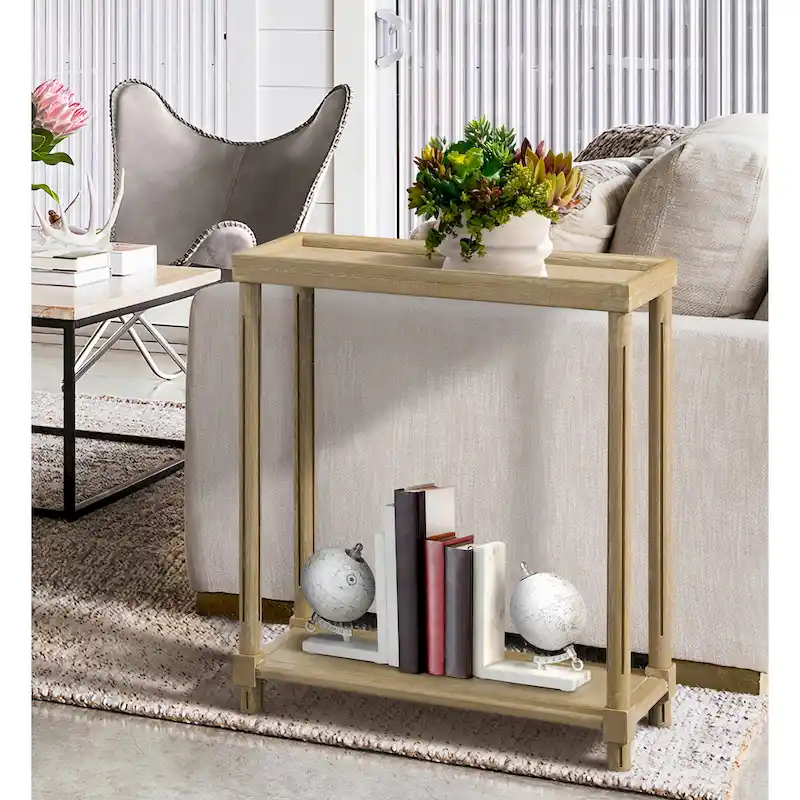 New Ridge Home Goods Harrison Narrow Side Tables, Set of 2, Distressed Oak